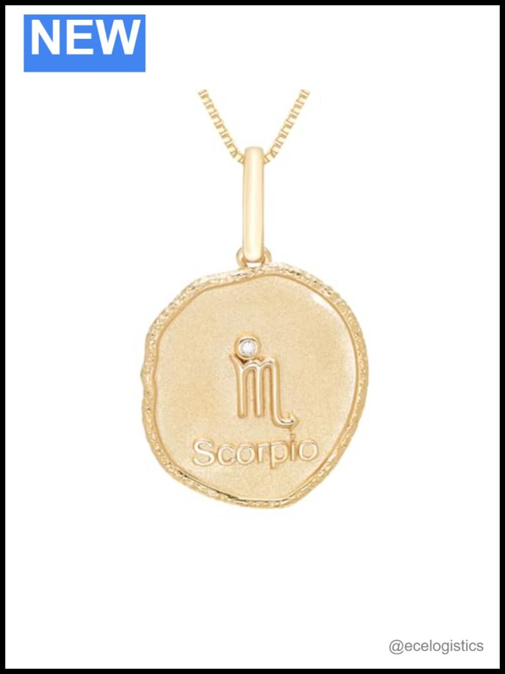 Reversible Zodiac Diamond Pendant Necklace 14K Yellow Gold Plated Sterling